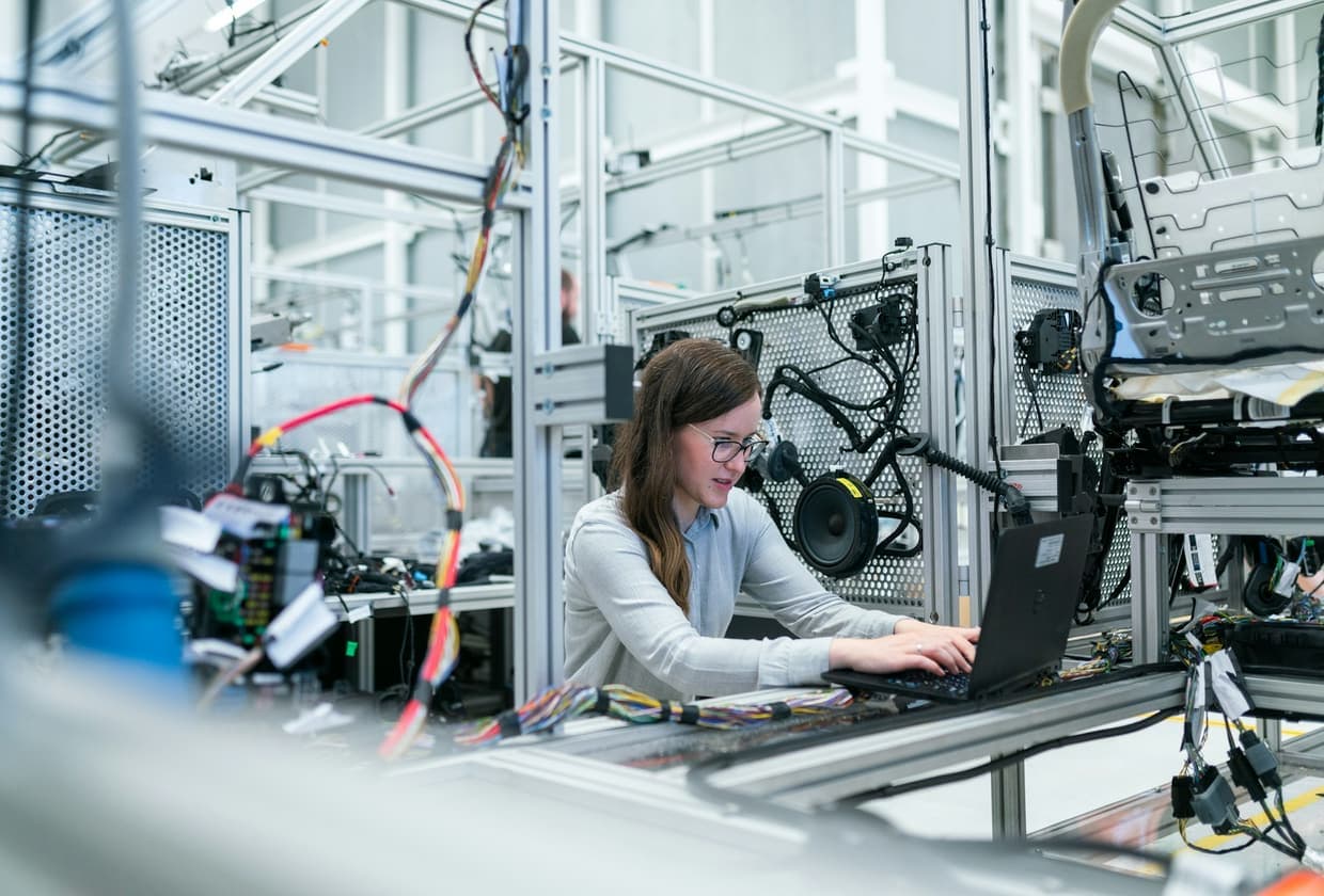 An engineer working at an instrumented production line